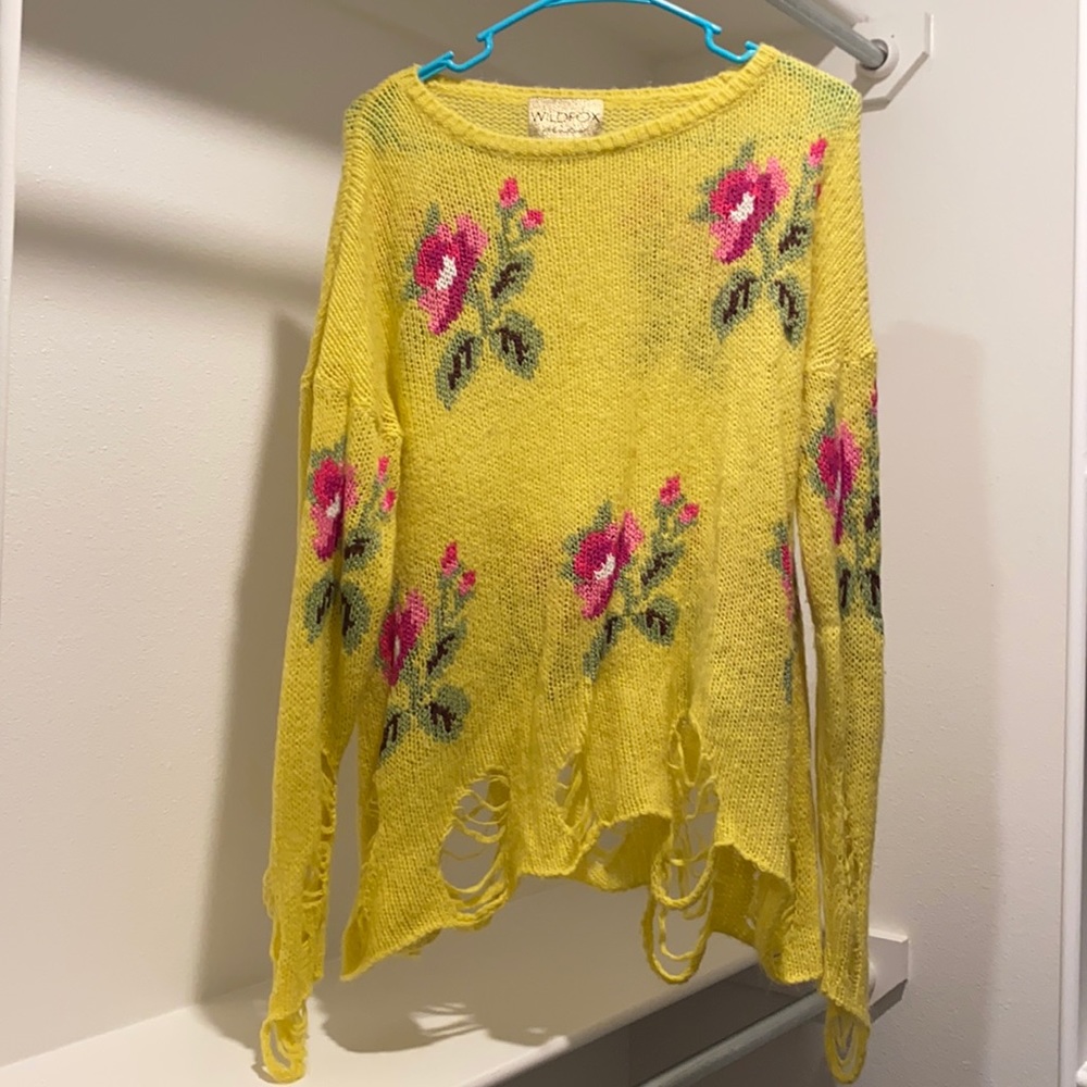 Wildfox Yellow Floral Sweater